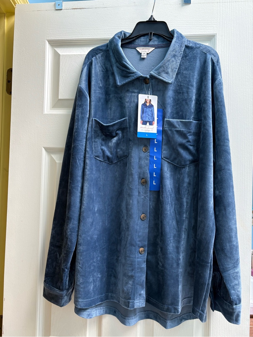 Original Weatherproof Vintage Corduroy Button Front Shacket Blue NWT